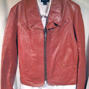 Brown Leather with Western Style Arrow End Pockets Jacket