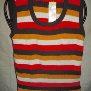Vintage Queen Casuals Acrylic Knit Striped Vest Top NOS