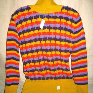 OrigiKnits Colorful Turtleneck Rolled Cuff Top Light Sweater