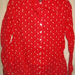 Anne Klein Vintage Red White Roses Long Sleeve Blouse NOS
