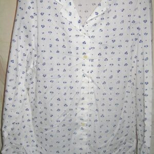 Vintage Jantzen White Blue Gray Leaves Long Sleeve NOS