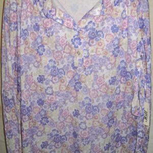 Society Hill Mandarin Collar Flowers Vintage LS Womens Top