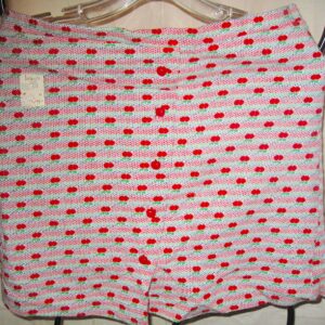 Vintage Russ Apples on Dots Figural Button Mini Skirt NOS
