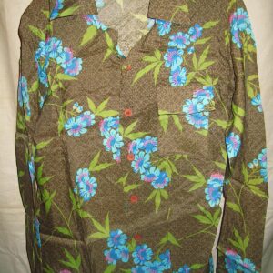 Campus Expressions Blue Hibiscus Tropical Long Sleeve Shirt