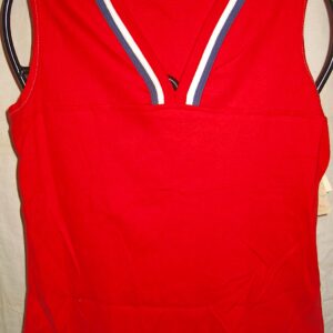 Quote Me Vintage Red Sleeveless Top Red White Blue Neckline