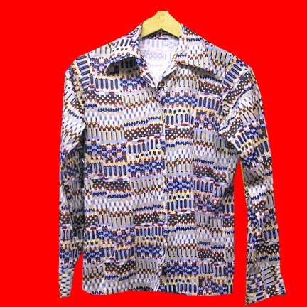 Various color picket fence design long sleeve 70's blouse