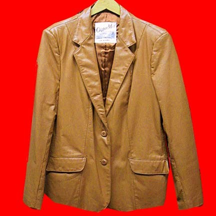 Clipper Mist Orange tone Brown 2 button 70's leather woman's jacket