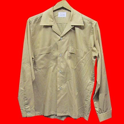 Dunbarton sharkskin Tan long sleeve crown and shield pocket shirt