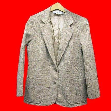 Bobbie Brooks Tan with color speckled and some raised Woman's double collar woman's jacket