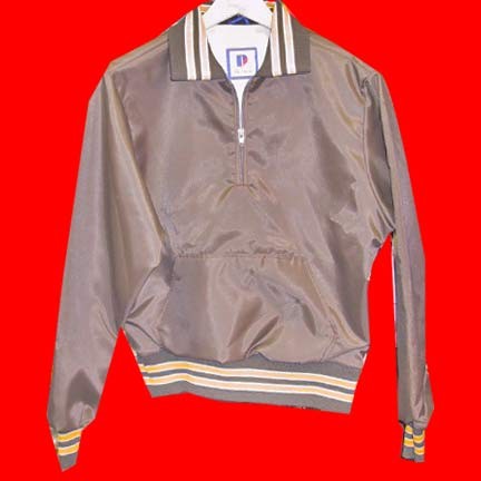 Rennoe Brown lined nylon with Yellow and Brown stretch waist cuffs and neck zipper front windbreaker jacket