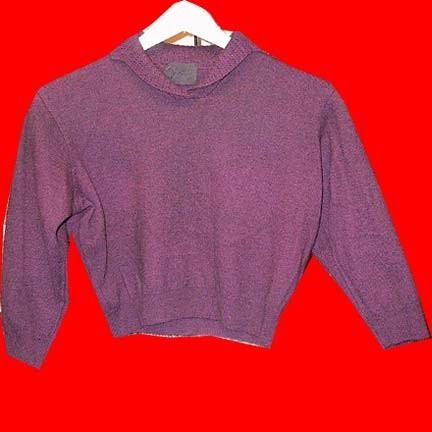 Jantzen early Raspberry fold over collar 3/4 sleeve knit Blouse