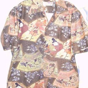Sears Hawaii Asian Fan Motif Aloha Shirt