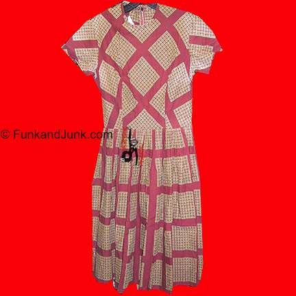 Anr Jr. Violet flower pattern Diamonds with Ruby crossed border 40/50's dress