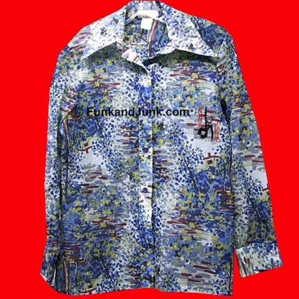 Ship n Shore Le Monde Impressionist House in woods long sleeve blouse