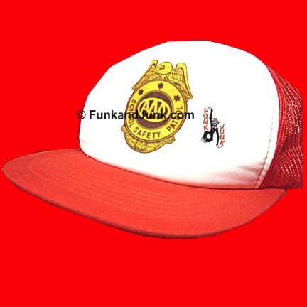 Orange brim with White forehead and School Safety Patrol badge logo mesh back trucker Baseball cap