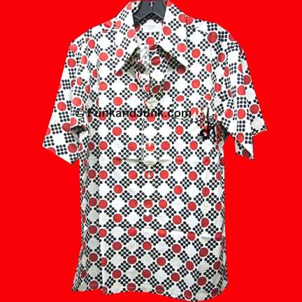 Cisco for Woodward and Lothrop White with Mod bright Red large dots with box pattern of Black dots short sleeve shirt