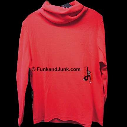 Red Orange Acrylic Long Sleeve Over the head turtle neck