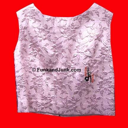 Pink with raised shiny Pink Roses with Leaves Sleeveless Evening top
