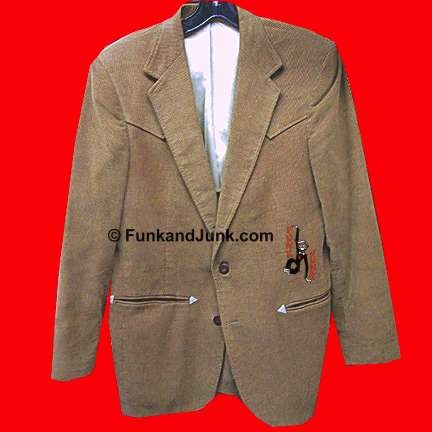 Hagger Mustang wear Brown Corduroy jacket western cut with tan leather pockets corners