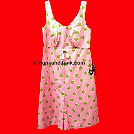 Greenwood 50s Pink with large Gold Polka Dots with White outline hot pant with coolats Sleeveless reinforced bust halter top