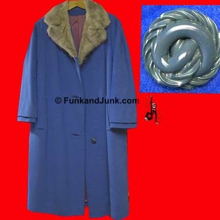 Foorstman nice soft Blue cloth coat with Silver fur collar