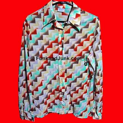 Brook Valley Multi Color Zig Zag with Triangle lines long sleeve Blouse