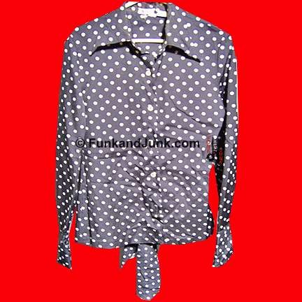Tailored by Gregory Black with White Polka Dot Long Sleeve Blouse with Matching Sash