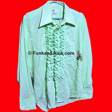 Green with Blue edge Ruffle front Tux Shirt
