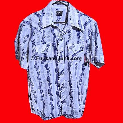 Champion Westerns White with Blue Floral scroll and Dotted verticals Short Sleeve Western Pearline Snap Shirt