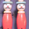 Clown Pair of Hand Painted French Wooden Ring Toss Figures