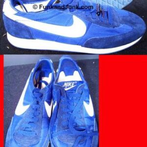 Vintage Nike Dark Blue Suede with Blue Nylon with White Side Swoosh Sneakers