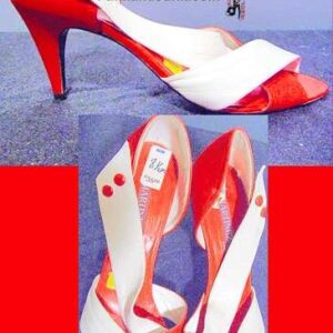 Earlier design Martinez Valero Red & White Strap Stiletto Shoes with Retro look