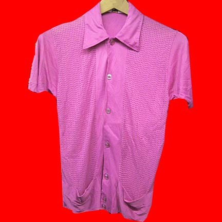 Silk 'N Touch Pink Acetate with see through block print chest panels shirt jak with waist pockets