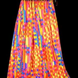 Joseph Magnin Color Bead and Bar Curtain pattern Halter top Full Length 1970's Dress