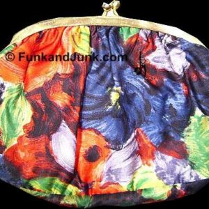 Colored Flowers Collage Oval Italian Clutch Purse