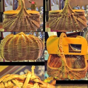 Western Germany US Zone Wavy Wicker & Wood Purse