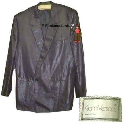 Gianni Versace Blue "Wet Whale" Sharkskin Look Men's Jacket