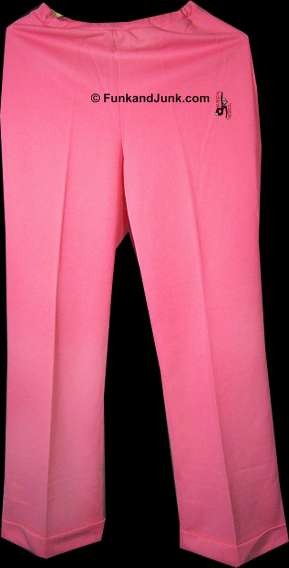 Trissi Pink Polyester Rolled Cuff Bell Bottom Women's Slacks