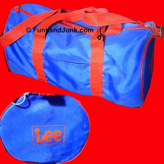 Lee Jeans 1970's Heavy Nylon Blue with Red Trim and Strap Duffle Bag