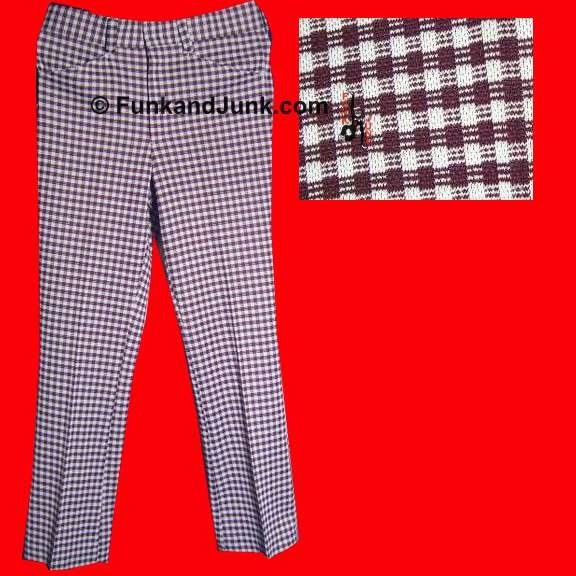 Farrah Ruby and White Weave Slacks with Slight Flare Legs