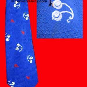 Blue Quilted with White Cherries and Red Leaves Tie