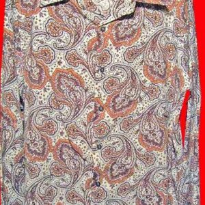 Vivella for the Country Squire Woven in Scotland Varied Brown & White large Paisley Long Sleeve Shirt