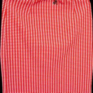 Red Orange and White Mod Block elastic waist Skirt