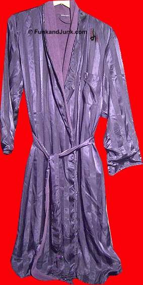 Two tone Purple Striped Silk Acetate Man's Robe with Light Terry lining and Sash full length Smoking Jacket