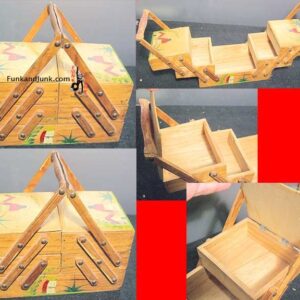 Hand Painted Wooden Sectional Purse with Sewing Box with Mexican Motif