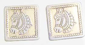 Horse Heads ala Georges Briard Style Cut in Silver 1940's or 1950's Cufflinks