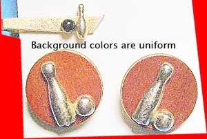 Bowling Ball and Pin Tie Bar & Matching 1950's Cufflinks