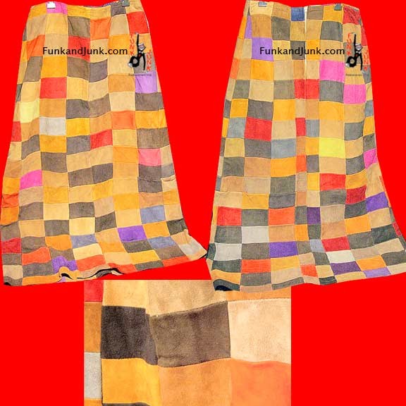 Suede Colored Patchwork Classic Maxi Skirt