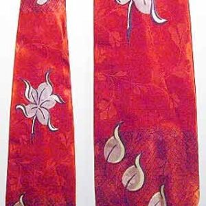 1940's Shiny Red with White Falling Petals & Single Flower Wide Swing Tie