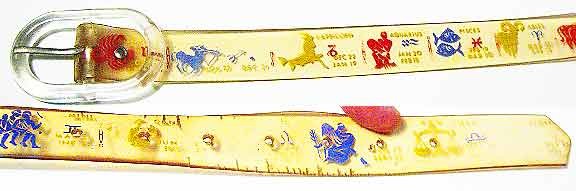 Zodiac Symbols in Color with Dates on Clear Plastic Thin 1970's Belt